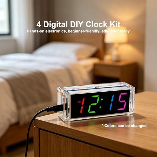 ISolderStore Soldering Practice Kits 4 Digital DIY Clock Kits Color Electronic Clock Kit Solder Practice Kit for Soldering Practice
