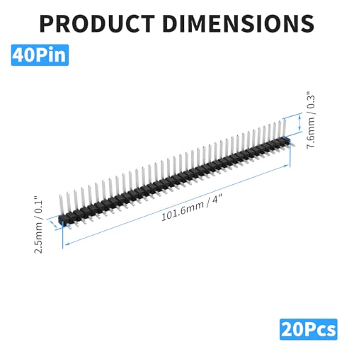 1x40 Pin Header Strip, Right Angle Pin Header Connector - size: Dual Row Right Angle