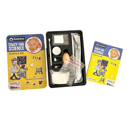 Einstein’s Crazy Egg Science LAB Science Kit for Kids. STEM for Boys & Girls Aged 8 and Above. 14 Exciting Experiments Inside. Detailed Picture Guide Included. - color: Blue and Yellow