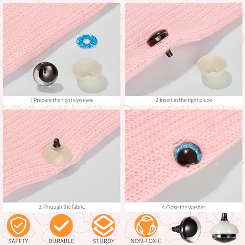MUCUNNIA 40pcs 35mm 3D Sparkle Moon Safety Eyes for Amigurumi with Washers - size: 35mm