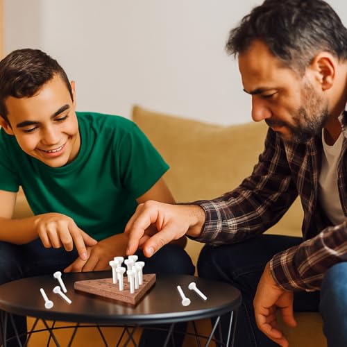 Skylety 12 Pack Triangle Peg Games Wooden Board Table Game, Dark Color - color: Dark Color
