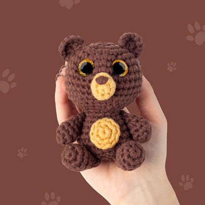 Cookie Box Crochet Kit for Beginners, Bear Bruno - color: Brown