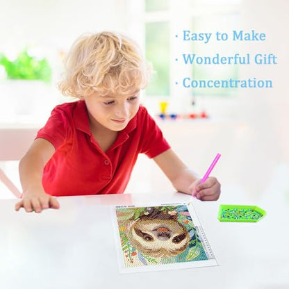 Libfx Diamond Art Kits for Kids with Frame Diamond Art for Girls Boys Beginners Arts and Crafts Birthday Gifts (Sloth) - color: Sloth
