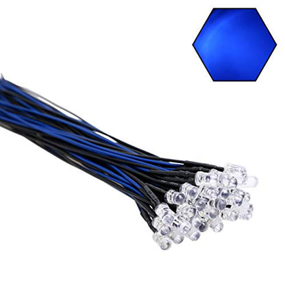 30pcs 12 Volt 5mm Blue LED Lights Emitting Diodes Pre Wired 7.9 inch DC 12v LED Light Clear Lens Small LED Lamps - color: [07] Blue / 30 Pcs, style: 5mm Solid Light
