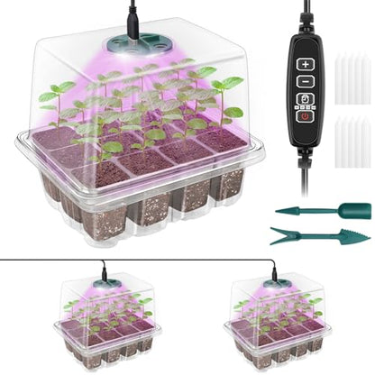 Seed Starter Trays with Grow Light Kit, 2 Pack Plant Greenhouse Propagator - size: 2-Pack (Transparent)