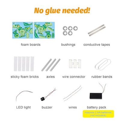 Playnovate Metal Detecting Dino STEM Kit | Electronics Circuit Science Toy for Kids | Light & Sound | Includes QR Engineering Tutorials | Birthday Gifts for Boys & Girls Age 8,9,10,11,12 Years