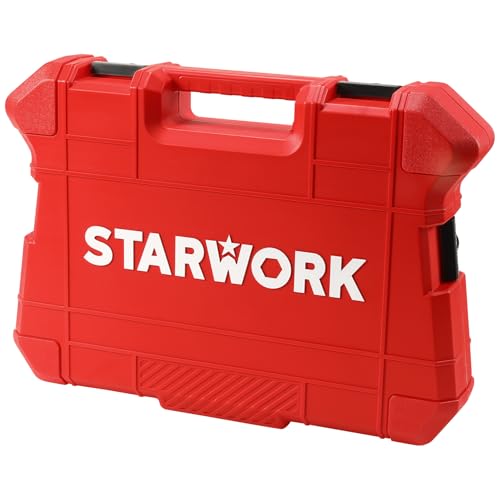 STARWORK TRUE MECHANIC 303-Piece Mechanics Tool Set, 120-Tooth Ratcheting Wrench Set, 1/4", 3/8", 1/2" Drive, Professional, SAE/Metric - color: Red