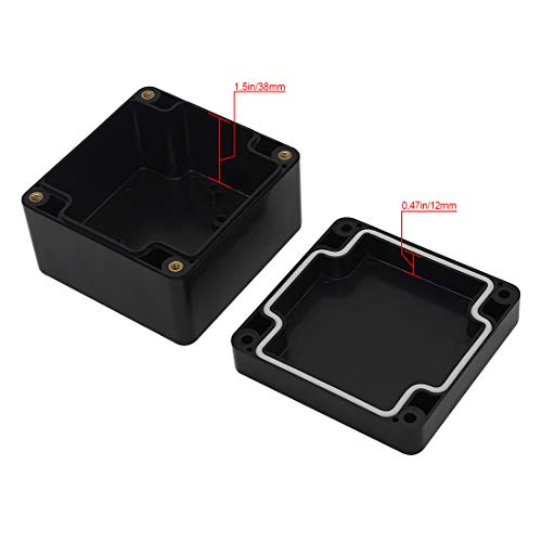 LeMotech ABS Plastic Electrical Project Case Power Junction Box, Project Box Black 3.27"x3.19"x2.2"(83 x 81 x 56mm)(Pack of 2) - color: Black (2 packs), size: 3.27" x 3.19" x 2.2"