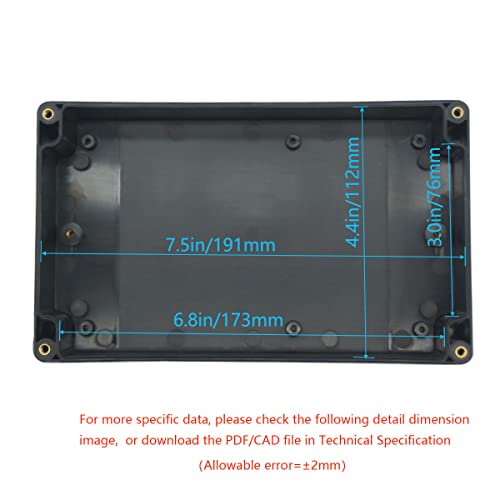 Junction Box, Zulkit Project Box IP65 Waterproof Outdoor Box ABS Plastic Electrical Boxes Electronic Enclosure Black 7.9 x 4.7 x 2.2 inch(200 x 120 x 56 mm)(Pack of 2) - size: 7.9" x 4.7" x 2.2"(Pack of 2)