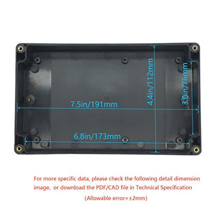 Junction Box, Zulkit Project Box IP65 Waterproof Outdoor Box ABS Plastic Electrical Boxes Electronic Enclosure Black 7.9 x 4.7 x 2.2 inch(200 x 120 x 56 mm)(Pack of 2) - size: 7.9" x 4.7" x 2.2"(Pack of 2)