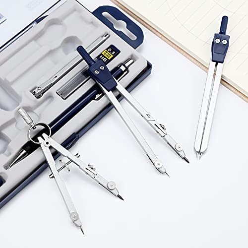 Outus 13 Pcs Geometry Set for Students Metal Compass Math Protractor - color: Blue