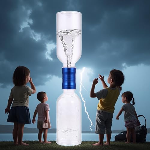Tornado Maker, Bottle to Bottle Transfer Connectors, 2pc Clear Bottles, No Leak, Tornados Toys for Kids, Weather Science Experiment Toy