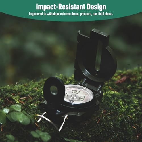 Eyeskey Multifunctional Military Sighting Navigation Compass Impact Resistant & Waterproof Compass for Hiking, Camping - color: Green