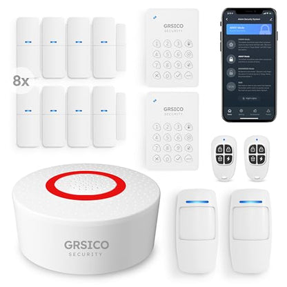 Wireless Home Alarm System 15-Piece Kit, WiFi Alarm System for Home Security with Phone APP Alert (Alarm Siren, Keypad, Remote, Motion, and Door Sensors) for Home, Apartment, Work with Alexa