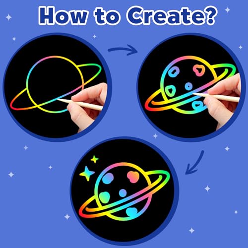 ZMLM Scratch Paper Art-Crafts Gift: 2 Pack Rainbow Notebooks Supplies Toys - color: Starry Blue