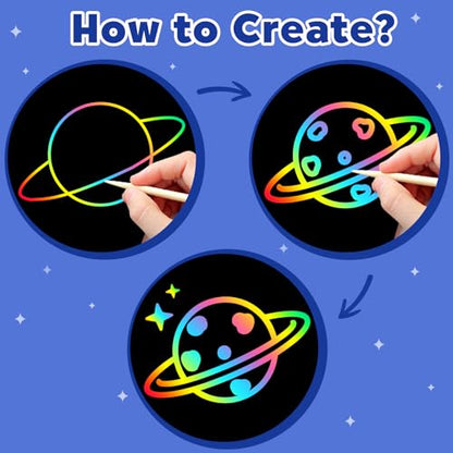 ZMLM Scratch Paper Art-Crafts Gift: 2 Pack Rainbow Notebooks Supplies Toys - color: Starry Blue