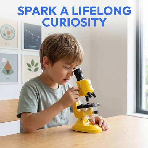 Little World Kids Microscope with LED Light - 100X/400X/1200X Magnification