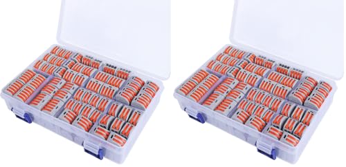 160 PCS Lever Wire Electrical Connectors Nuts Assortment Kit with 28-12 AWG, Multiple Stud2/3/5 Conductor Combination Compact, Electrical Insulated Terminals, Quick Disconnect Splicing (Pack of 2) - size: 160 PCS (Pack of 2)