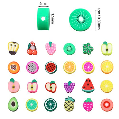 200PCS 10mm Colorful Fruit Polymer Clay Beads Bulk for Jewelry Making Craft - color: Clay Fruits