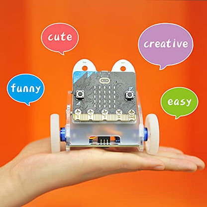 ELECFREAKS microbit Ring:bit Car Kit BBC Micro:bit Car, DIY Programmable Kit Makecode Project, Micro:bit Coding Starter Kit with Wiki Tutorial(Without Micro:bit) - color: Ring:bit Car Without Micro:bit