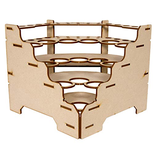 The Broken Token Modular Paint Rack w/ 35mm Holes - 90° Wedge - Multiple Organizer for Paint Bottles, Pots, and Brushes in Tiered Layout - Customize Your Pieces with Easy Organization & Access - style: 90° Wedge 35mm holes