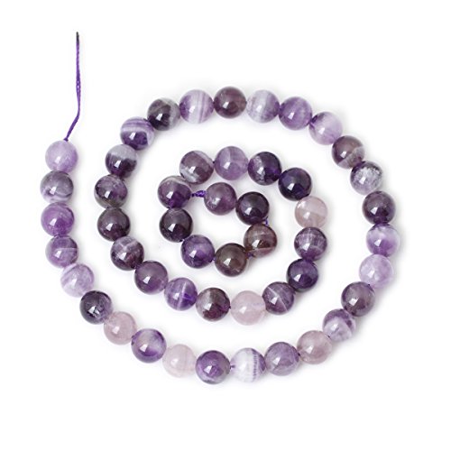 45PCS 8mm Natural Dog Teeth Amethyst Gemstone Round Loose Beads Crystal Energy Stone Healing Power for Jewelry Making 1 Strand 15" - color: Dog Teeth Amethyst, size: 8mm