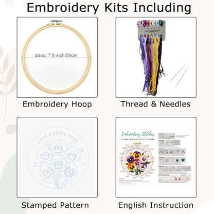Nuberlic Embroidery Kit for Beginners, Pansy Needlepoint Kit - color: Pansy