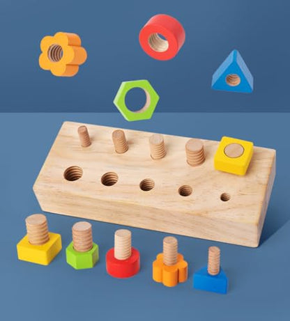 Children Nut Bolts Education Toys Montessori Color Shape Wooden Sensory Toy Kids Fine Motor Skill Screw Board Matching Cognition Game