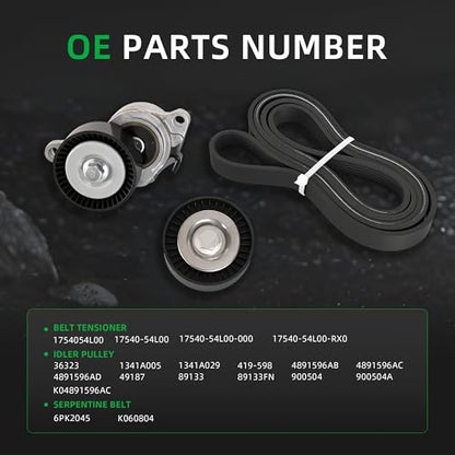 Serpentine Belt Tensioner Idler Pulley Kit for Suzuki Grand Vitara 09-13 - size: for Grand Vitara/SX4 2009-2013