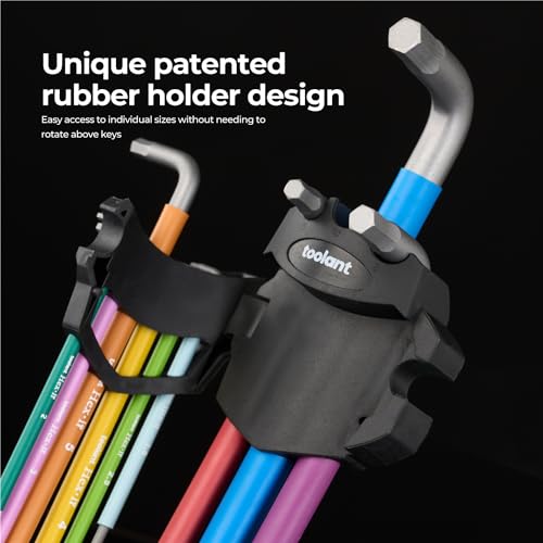toolant Allen Wrenches Sets 22pcs(Metric&SAE), Extra Long Arm Allen Key Set with Ball End, Crafted Hex Key Set with Color Coded Sleeves, Unique Patented Holder Design for Magnetizing and Demagnetizing - size: 22PCS (Metric&SAE)