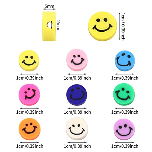200PCS 10mm Colorful Smile Face Polymer Clay Beads Bulk for Jewelry Making - color: Clay Mixed Color