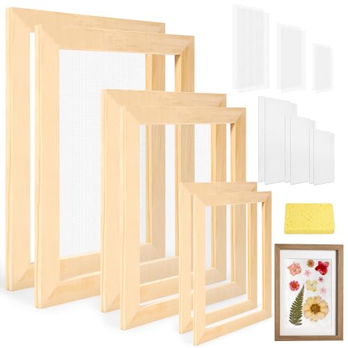 Caydo 3 Pieces Paper Making Frame Kit, Papermaking Mould and Deckle with Mesh - style: A5 A6 A7