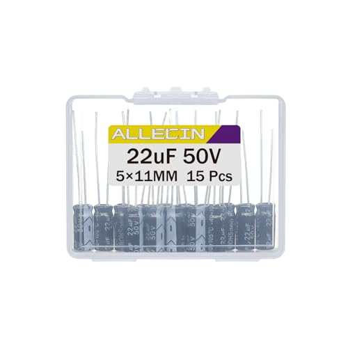22uF 50V 5x11mm Electrolytic Capacitor 22 UF MFD 50 Volt 0.2x0.43in Aluminum Capacitors (Pack of 15) - style: 22uF 50V 5x11MM
