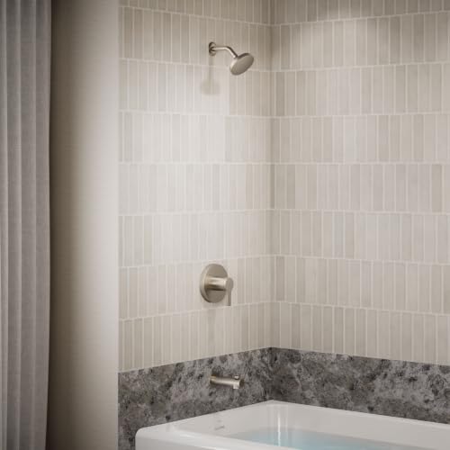 KOHLER TS35322-4Y-BN, Elate Rite-Temp Tub and Shower Trim with Single Function 2.5 GPM Showerhead, Vibrant Brushed Nickel, Relaxing Tub and Shower, Corrosion-Resistant - color: Vibrant Brushed Nickel, size: 2.5 GPM