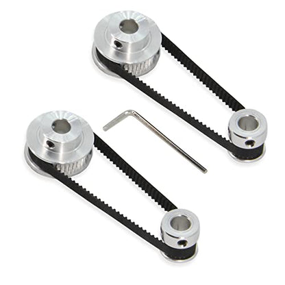 2PCS Set GT2 Synchronous Wheel 20&40 Teeth 8mm Bore Aluminum Timing Pulleys with 2PCS Length 200mm Width 6mm Belt (20-40T-8B-6) - style: 20-40T-8B-6