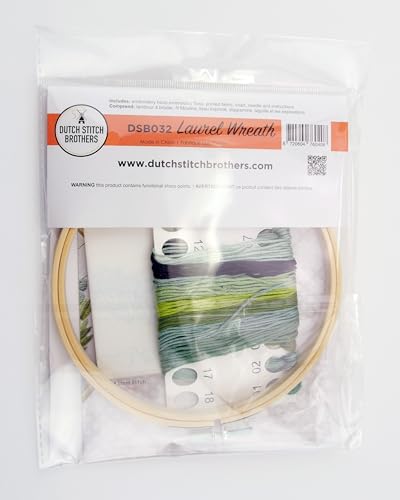 DUTCH STITCH BROTHERS Aspire Embroidery Starter Kit with Pattern and Instructions. Stamped Embroidery Kits with Embroidery Clothes with Pattern. 6" Embroidery Hoop - color: DSB032 Stamped fabric
