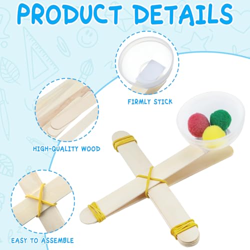 Foilswirl 36 Sets Stem Catapult Building Kit DIY Stick Catapults Craft Kits for Kids Classroom Educational and Learning Activities Camp Crafts Supplies(Colorful) - color: Colorful