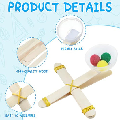 Foilswirl 36 Sets Stem Catapult Building Kit DIY Stick Catapults Craft Kits for Kids Classroom Educational and Learning Activities Camp Crafts Supplies(Colorful) - color: Colorful