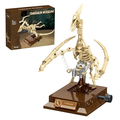 DRZYJ Pterosaur Dinosaur Fossil Building Set, 188Pcs Movable Pteranodon Skeleton Model Kit with Museum Display Stand, Educational Flying Dinosaur Toy for Kids 8+, Ideal Gift for Dinosaur Fans - style: Pterosaur