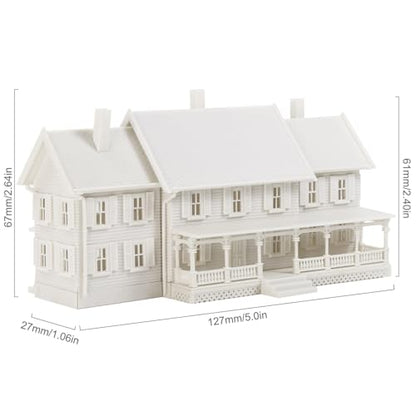 N Scale Model Village Two-Story House with Porch Kit Unassembled Christmas Building for Model Railroad JZN5891JJ