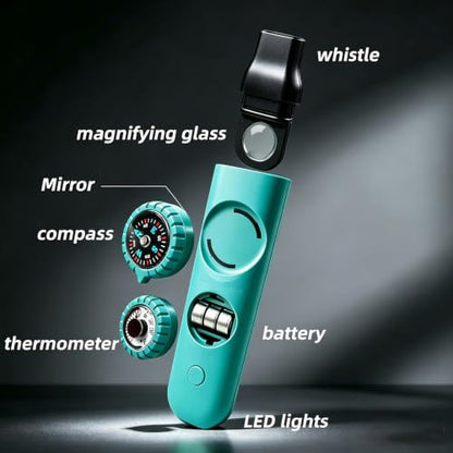 Emergency Survival Safety Whistle，Whistle for Kids with Lanyard,Compass,Thermometer,Ideal for Kayaking, Boating, Hiking, Camping, Climbing - color: TURQUOISE