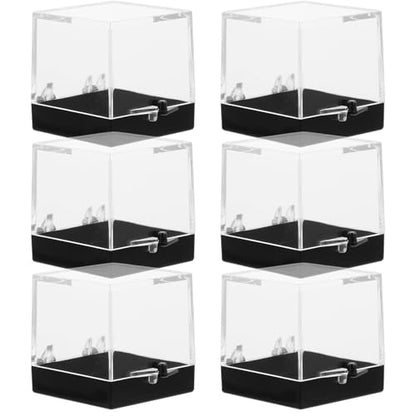 TEHAUX 6 Pack Clear Mineral Specimen Display Case 1.37 in Transparent Cube Box for Rock Samples Small Specimen Container with Base for Collectibles Storage and Display