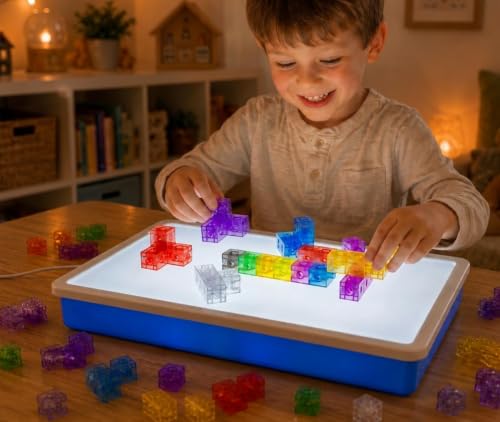 100 Pcs Translucent Linking Cubes – Light Table Manipulatives - color: Translucent Linking Cubes