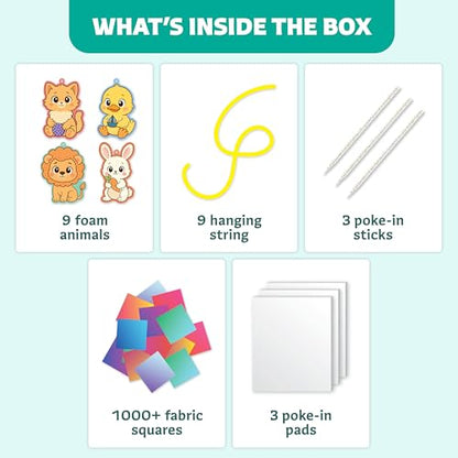 Poke-In Craft Animals, Poke Art for Kids Ages 4-8, Fun Punch Tufting Kit - color: Animals