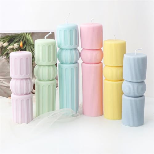 Geometric Striped Pillar Silicone Soap Resin Candle Mold DIY Column Craft M - size: Stripe M