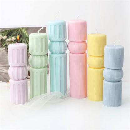 Geometric Striped Pillar Silicone Soap Resin Candle Mold DIY Column Craft M - size: Stripe M