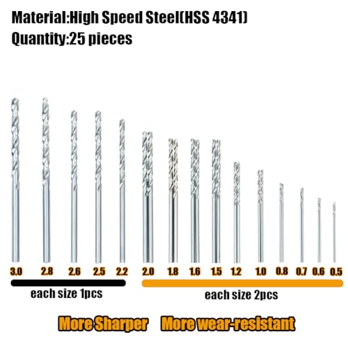 Precision Pin Vise Hand Drill Manual w/Micro Twist Drill Bits Set 0.5-3.0mm