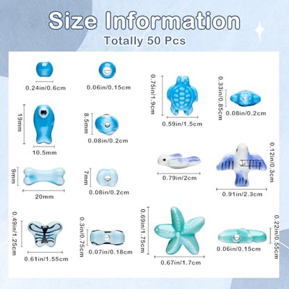 Blue Ceramic Beads for Jewelry Making, 50Pcs - color: Deep Sky Blue
