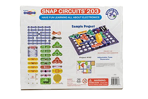 SNAP CIRCUITS 203 STEM Electronics Kit, 200+ Projects, Ages 8+