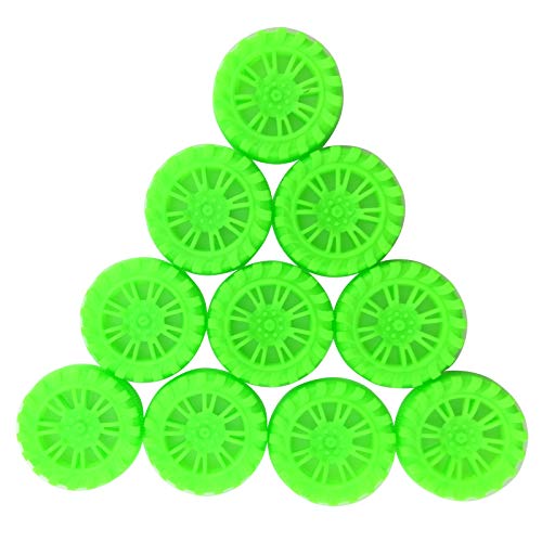 EUDAX 30mmx8mm Plastic Roll 2mm Dia Shaft Toys Wheel and 2mmx100mm STEM Shaft Round Rod Axles for DIY Toy RC Car Truck Boat Helicopter Model Part (Green, 100pcs) - color: Green, size: 100pcs